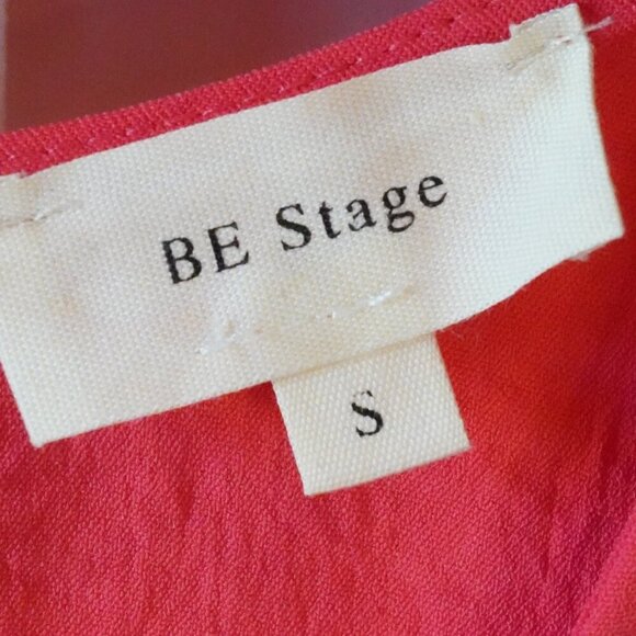BE Stage, Sleeveless Ruffle Romper, Bright‎ Coral, Pink - Picture 5 of 6